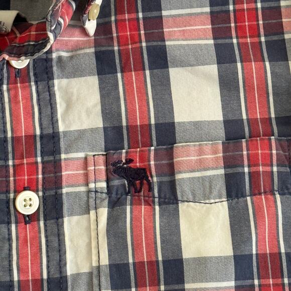 Abercrombie Fitch Plaid Button Up Long Sleeve Boys Size Lg Shirt - Picture 3 of 5